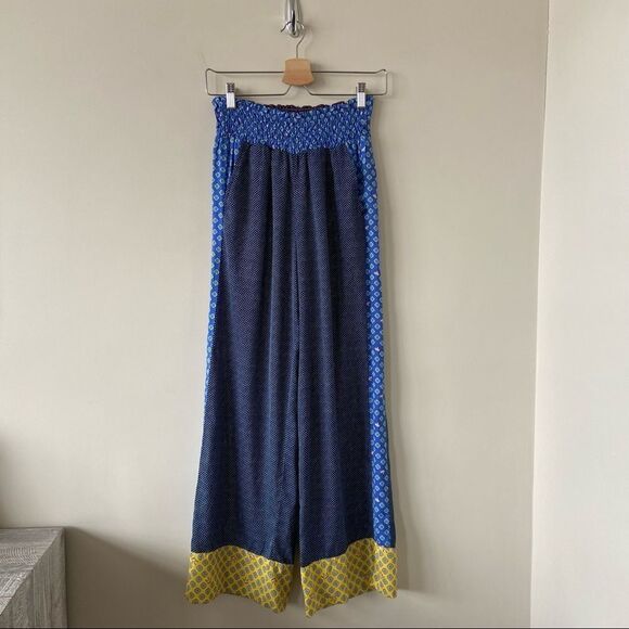 Aerie-printed Wide Leg Smocked Waist Pants (Size:Small) - Picture 1 of 8